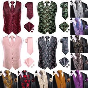 USA Designer Mens Waistcoat V-Neck Classic Vest Jacquard Jacket Coats Wedding - Picture 1 of 218