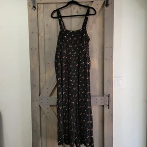 Madewell Size 10 Jumpsuit Floral Black Wide Leg Overalls Boho Smocked - Picture 1 of 18