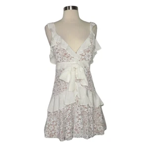 For Love & Lemons x Revolve Damen-Minikleid weiß Rüschenbesatz Spitze Größe S - Bild 1 von 13