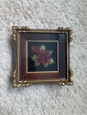 Vintage Handmade 3D Roses In Deep Inset Gold Frame A C Rowe & Son