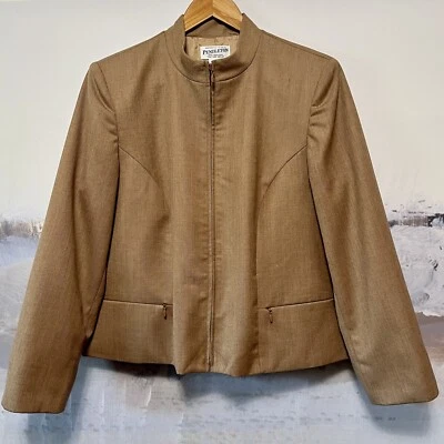 Blazer De Colección PENDLETON Lana Virgen Marrón Chaqueta Mujer 16 Bolsillos Cremallera Completa Y2K OTOÑO Foto 1 de 4