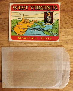 Calcomanía de viaje vintage del estado de montaña de Virginia Occidental - Imagen 1 de 1