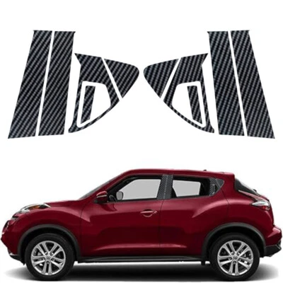 Postes de pilar de ventana calcomanía cubierta fibra de carbono aspecto para Nissan Juke 2011-2017 Foto 1 de 4