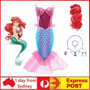 Girls Kids Mermaid Ariel Party Birthday Dress Wig Accessory Costume Book Week - Picture 1 of 18