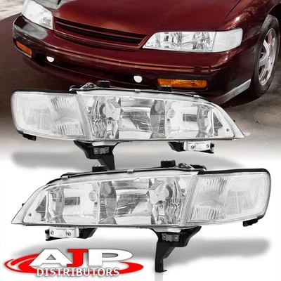 Chrome Clear Headlights + Signal Corner Lamps JDM For 1994-1997 Honda Accord CD6 Foto 1 de 4