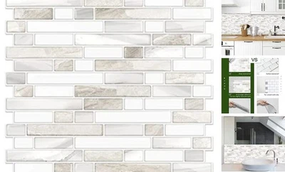  Thicker Design Peel and Stick, Self Adhesive Stick On Tile 10 Beige & White - image 1 of 4