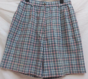 St Michael Vintage ladies check shorts knee length blue/red, 16, Long 30" waist - Picture 1 of 4