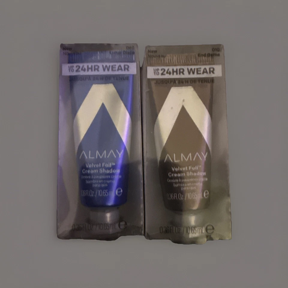 2 Almay Velvet Foil Cream Shadow Eyeshadow 010 END GAME 060 LUNAR DISCO NEW! - Image 1 of 1