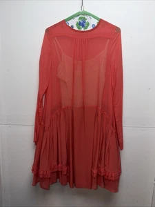 Vestido de Diseñador See by Chloe Coral Usado Talla 4 Manga Larga Algodón y Seda - Imagen 1 de 19