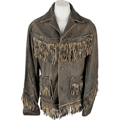 Nicole Farhi Jacket Large Men's Brown Leather Cowboys Button Up Designer - Image 1 of 4