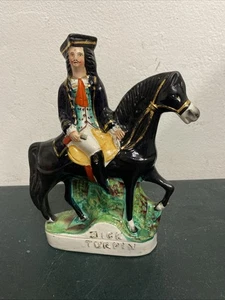 19c Staffordshire Flatback Ceramic Figurine Dick Turpin 22cm - Picture 1 of 8