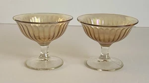 Jeannette Marigold Vintage Carnival Glass Dessert Sherbet Bowl Set Of 2 Vintage - Picture 1 of 6