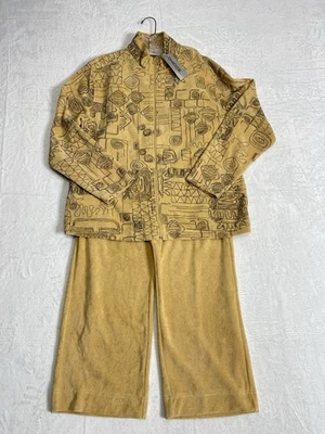 Conjunto Spa By Chicos Feminino Top Tamanho 3 Calça Lounge Fleece Terry Tamanho 2 Novo com etiquetas Tribal - Imagem 1 de 4