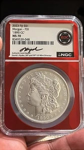 “1890-CC” MORGAN DOLLAR 2023 FIJI NGC MS-70 FDI SILVER COIN .999 CARSON CITY - Picture 1 of 3