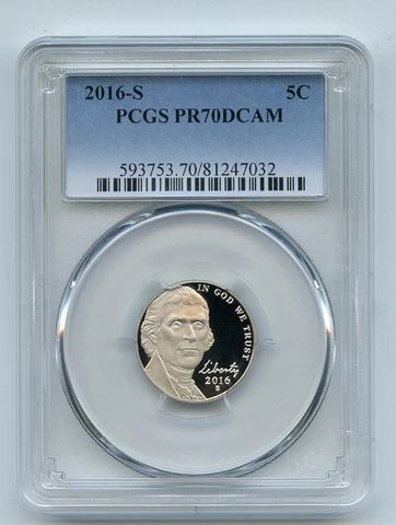 2016 S 5C Jefferson Nickel PCGS PR70DCAM Cover