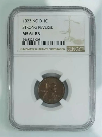 1922 NO D LINCOLN WHEAT CENT PENNY 1C NGC MS 61 BN UNC - STRONG REVERSE (005) Cover