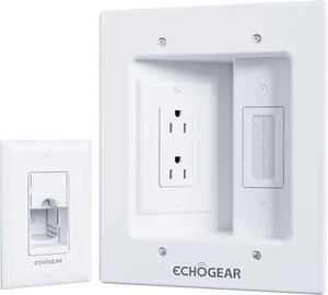 TV Cord Hider for Wall Mounted TV - Dual Outlet in Wall Cable Management Kit - Picture 1 of 9