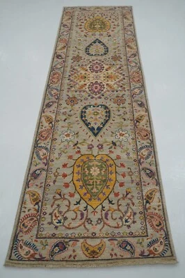 3 x 10 ft Gray Suzani Afghan Hand knotted Floral Runner Rug - Image 1 of 4