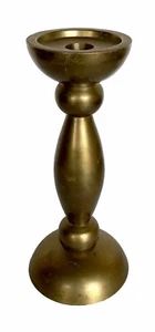 Vintage MCM Kerzenhalter massiv Messing Kegel & Stumpen, 9-1/4 cm hoch - Bild 1 von 8