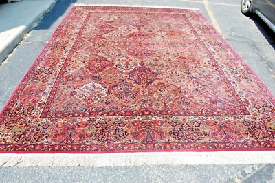 ANTIQUE EARLY KARASTAN KIRMAN MULTI_COLOR PANEL PATTERN#717 RUG CARPET 8.8 X 12 - Image 1 of 4