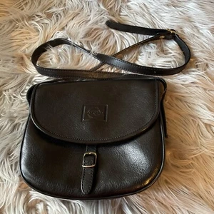 DAINELLI VINTAGE Black Leather Crossbody Bag - Made in Italy - Picture 1 of 5