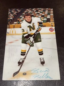 Brian Bellows 1982-83 Minnesota North Stars Signed Team Issued Postcard Beckett - Picture 1 of 5