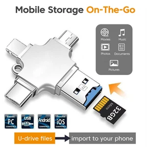 4-in-1 USB3.0 TF Flash Drive OTG Photo Stick For iPhone iPad Android Card Reader - Picture 1 of 11