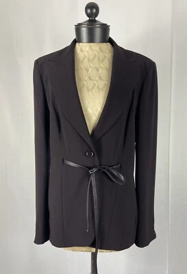 Blazer Max Mara Talla Mediana Marrón Mezcla de Lana Pecho Único con Cinturón Foto 1 de 4