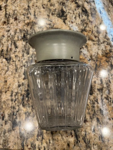 VINTAGE Jelly Jar type Lamp Lantern Light Fixture Square 1930s-1940's Cover