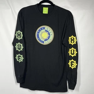 Huf "Sportgear 1984" LS T-Shirt 20Th Anniversary M Black Neon Spellout Sleeves - Picture 1 of 7