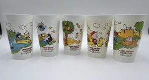 Lote 5 tazas de plástico vintage McDonalds Camp Snoopy Peanuts Gang Charlie Brown (A) - Imagen 1 de 11