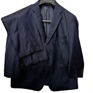 Southwick Suit Mens Size 50 R Jacket 42 X 28 Pants 2 Pr Wool Navy Blue Pinstripe - Picture 1 of 17