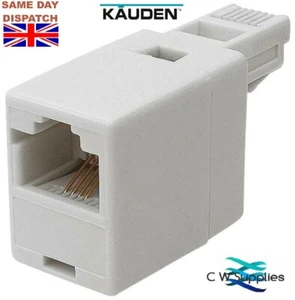 Kauden BK4511 RJ11 UK Plug to RJ45 Socket Line Adaptor - White Male Female - Afbeelding 1 van 1