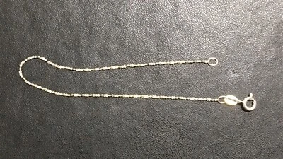 "Pulsera pequeña delgada de plata de ley 925 maciza de 7 1/4"" de cadena retorcida de 1 mm" Foto 1 de 4