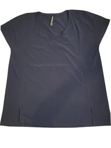 ATHLETA Womens V-Neck Short Sleeve Navy Blue Oversized Top Medium - Picture 1 of 7