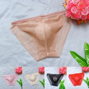 Mens Panties Clothes Panty See Through Sissy Solid Color Ball Pouch Erotic