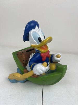 Disney Hard Rubber Donald Duck Rowboat piggy coin bank shelf display piece 8” - Image 1 of 4