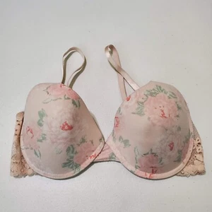 Jessica Simpson Women Bra 36C Pink Floral T-Shirt Lightly Lined Underwire Lace - Picture 1 of 6