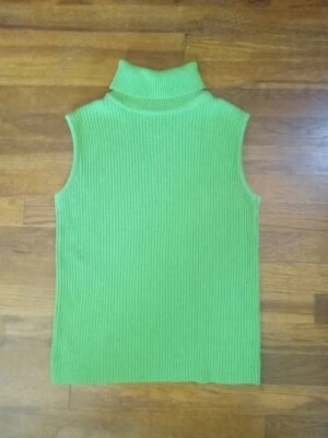 Suéter De Colección Años 90Y2k Tejido Acanalado Sin Mangas Cuello Alto Algodón Talla Mediana Hecho en EE. UU. Foto 1 de 4