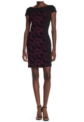 Vestido vaina CARMEN MARC para mujer manga corta negro rojo 8 10 12 $98  Foto 1 de 4