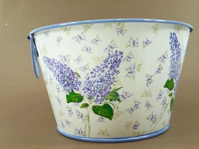 3x Pflanzentöpfe im Set Flieder Blumentopf mit Henkel Zinktopf Übertopf Deko - Bild 1 von 4