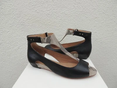 TSUBO NEGRO GERRI SERPIENTE CORREA EN T CUÑA TACONES/SANDALIAS, US 9.5/ EUR 40.5 ~NUEVO Foto 1 de 4