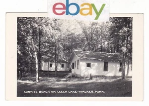 c1940 RPPC WALKER MINNESOTA SUNRISE BEACH LEECH LAKE RUSTIC CABINS POSTCARD MN - Picture 1 of 2