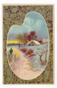 1911 DETROIT KANSAS ARTIST PALETTE SNOW SCENE VINTAGE POSTCARD KS ENTERPRISE ! - Picture 1 of 2