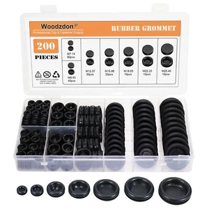 200PCS Rubber Grommet Kit 7 Sizes for Wire Gasket & Auto Firewall Hole Plug - Picture 1 of 7