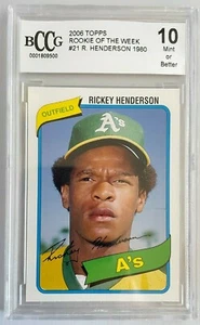 2006 Rickey Henderson Topps Rookie Of The Week BCCG 10 - Picture 1 of 2