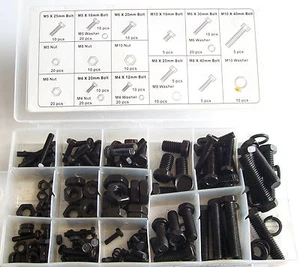 240pc METRIC NUTS BOLTS SCREWS LOCK WASHERS ASSORTMENT - Picture 1 of 3
