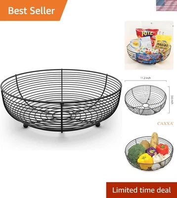 Frutero Cesta de Alambre para Frutas Verduras Snacks Moderno Negro Decoración de Cocina Foto 1 de 4