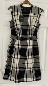 NEW GORGEOUS HOBBS BLACK & IVORY CHECK BUSINESS DRESS SIZE 12 - Picture 1 of 18