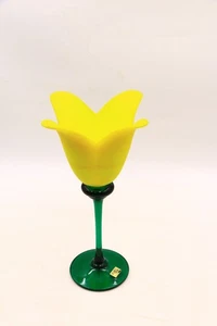 Candelabro Studio Nova Alto Amarillo Hecho a Mano Arte Vidrio Tulipán 12.5" - Imagen 1 de 6